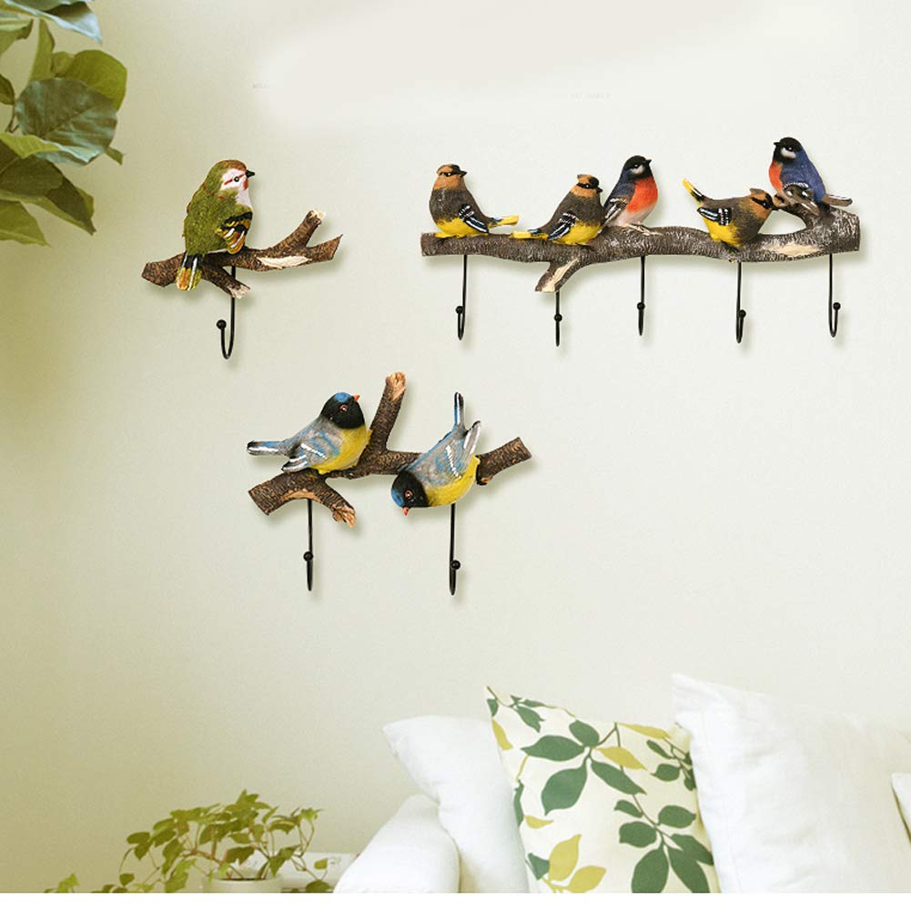 Crochets Muraux En Forme D'oiseau - Lot De 2, En Résine, Couleur Jaune, Longueur 130 Mm, Charge Max 5 Kg - 13