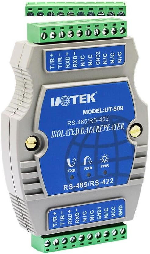 UTEK UT-509 External-Powered RS-485/422 Repeater Rail-Mounted PhotoElectric Isolation