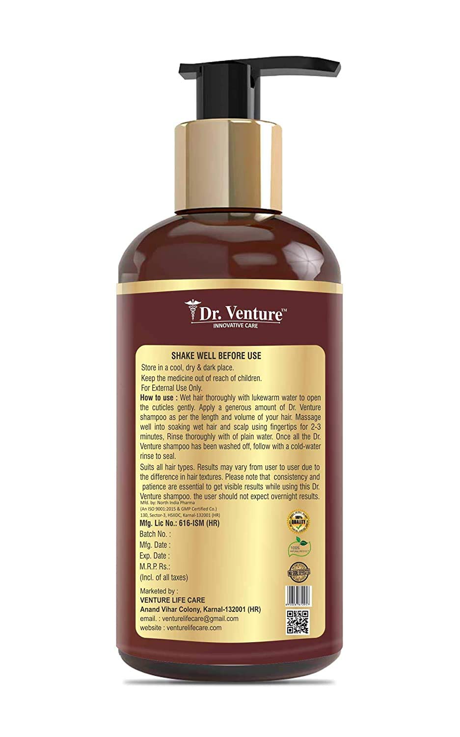 Dr. Venture Red Onion Shampoo With Red Onion Black Seed Oil Extract For Hair Growth, Hair Strengthening, Hairfall And Dandruff Control, No Paraben No Silicone No Sulphate No Colour 300 ml pack of 1 4