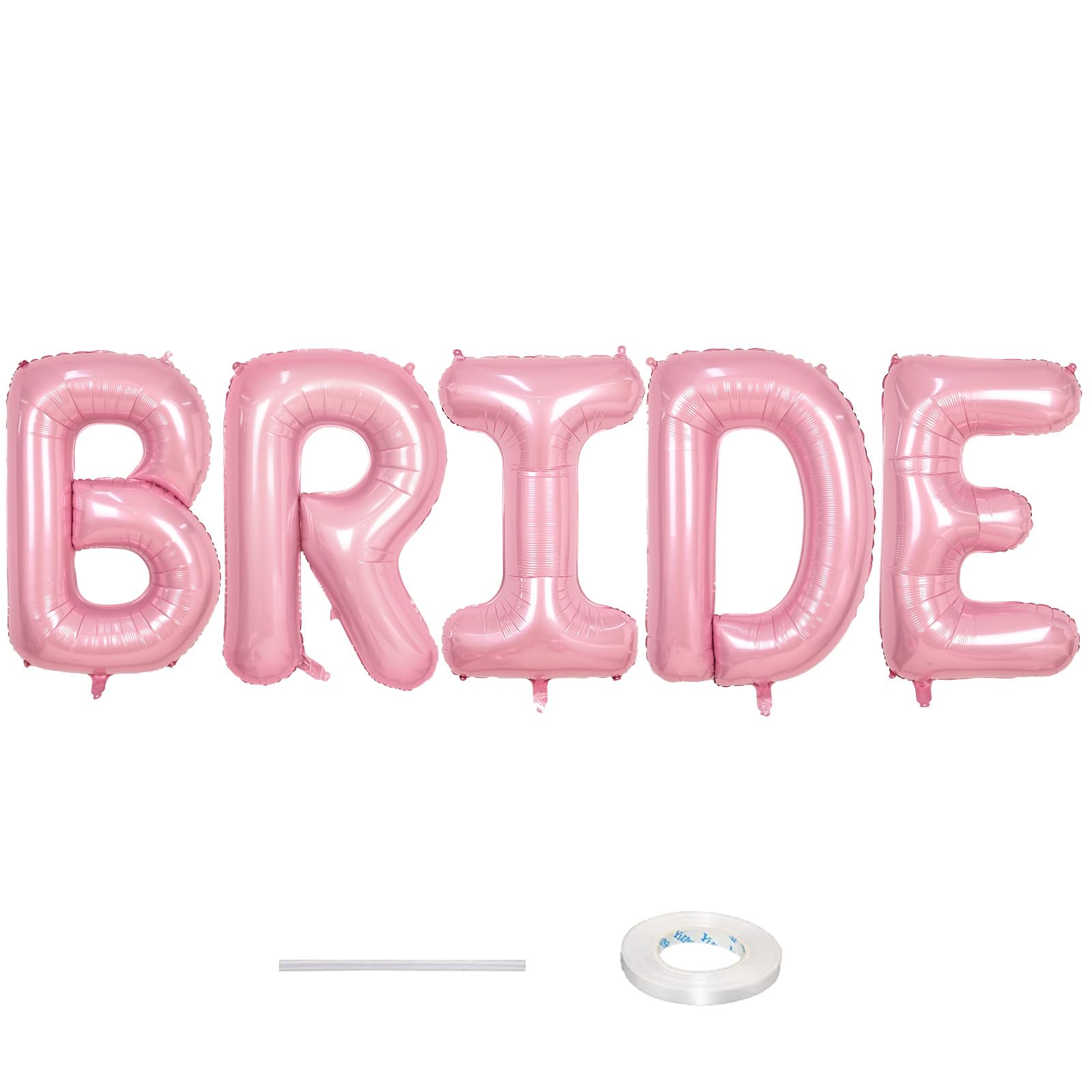 40 Inch Pastel Pink BRIDE Balloons Bachelorette for Bridal Shower, Light Pink BRIDE Mylar Foil Balloon Letter, Baby Pearl Pink Alphabet Balloon for