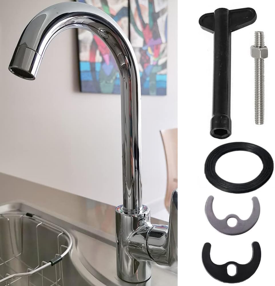 TopHomer Faucet nut Fixing Tool Kitchen Accessory Faucet Repair Accessories Including Horseshoe, Rubber Mat, Screw Rod, Hexagon Wrench(Type B, M10 Wrench)