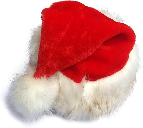 Miniatura 4 de Gorro de Papá Noel grueso de terciopelo para adultos, gorro grande, cómodo, doble forro, felpa roja