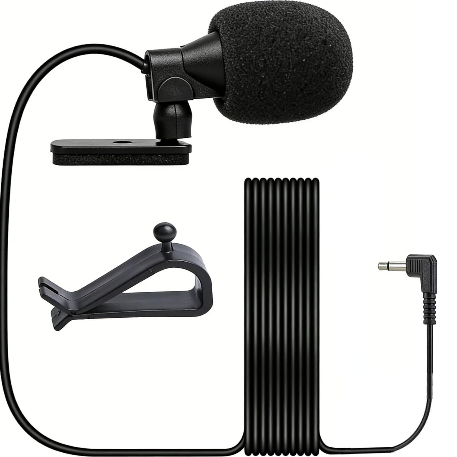 Microfono Autoradio, Microfono Jack 3.5, Plug and Play, con Supporto, per Stereo, Radio, GPS, DVD, Veicolo Unità Principale, Bluetooth(3m)