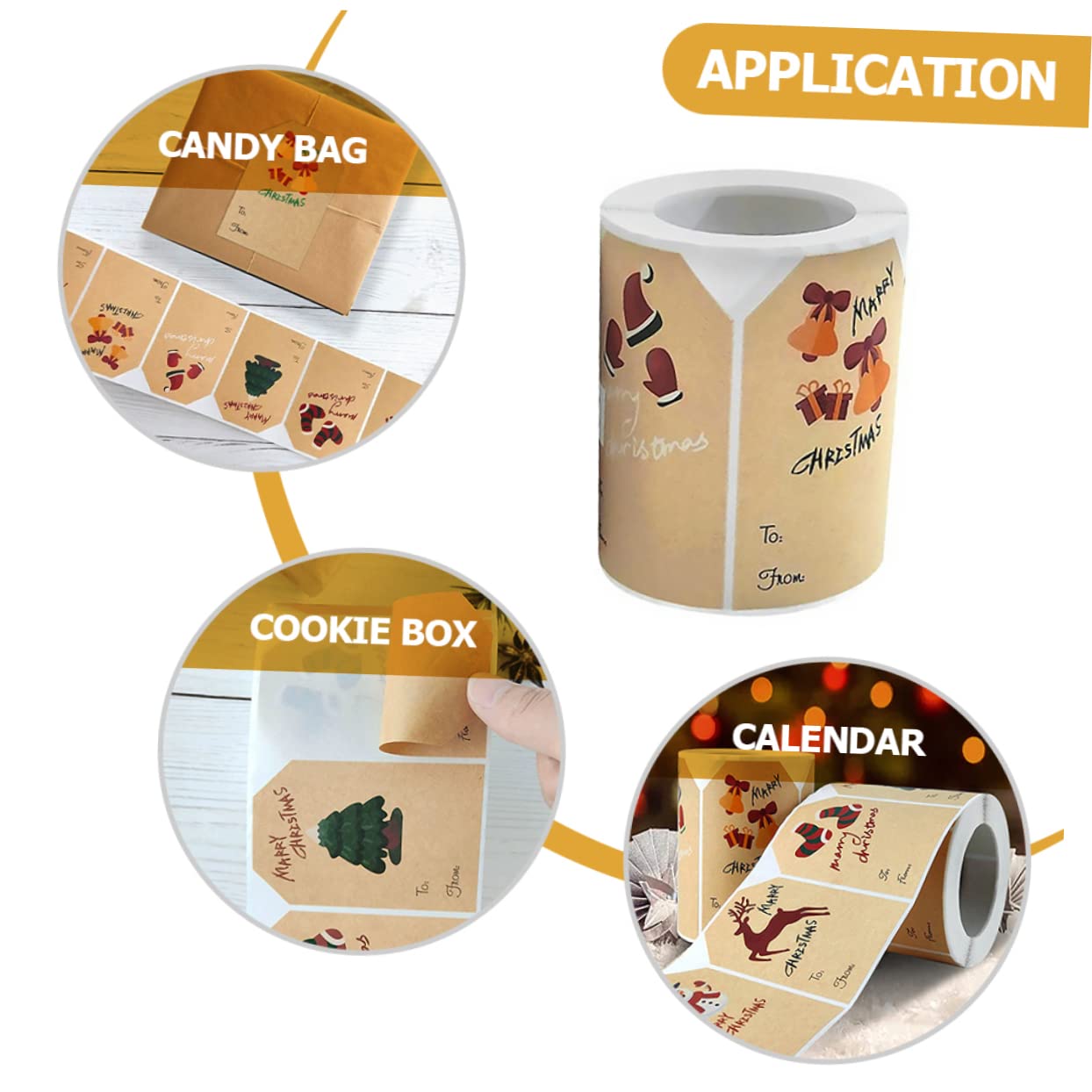 MAGICLULU 2rotoli Etichette Natalizie Carta Kraft Per Regali Adesivi Decorativi Motivi Natale Renne Per Decorazioni e Regali Natale