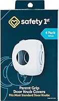 Safety 1st Parent Grip Childproof Door Knob Covers - Toddler Proof Door Handles, Easy Grip for Parents, 4 Pack White