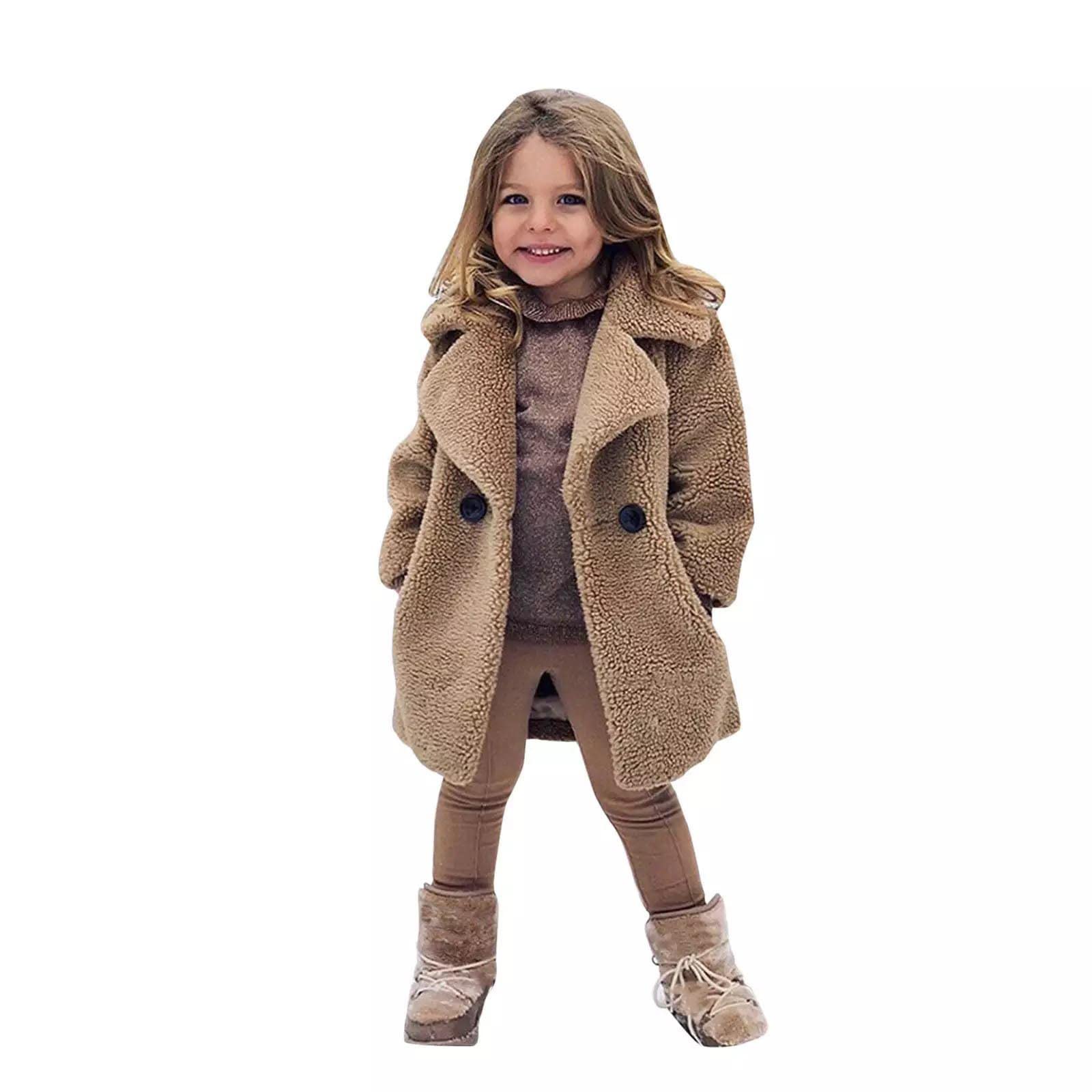 Giacca Bambina Ragazza Mantello del Cappotto di Inverno Giubbotto della Pelliccia della Neonata Giacca Vestiti Caldi Spessi Abbigliamento 1-6 Anni