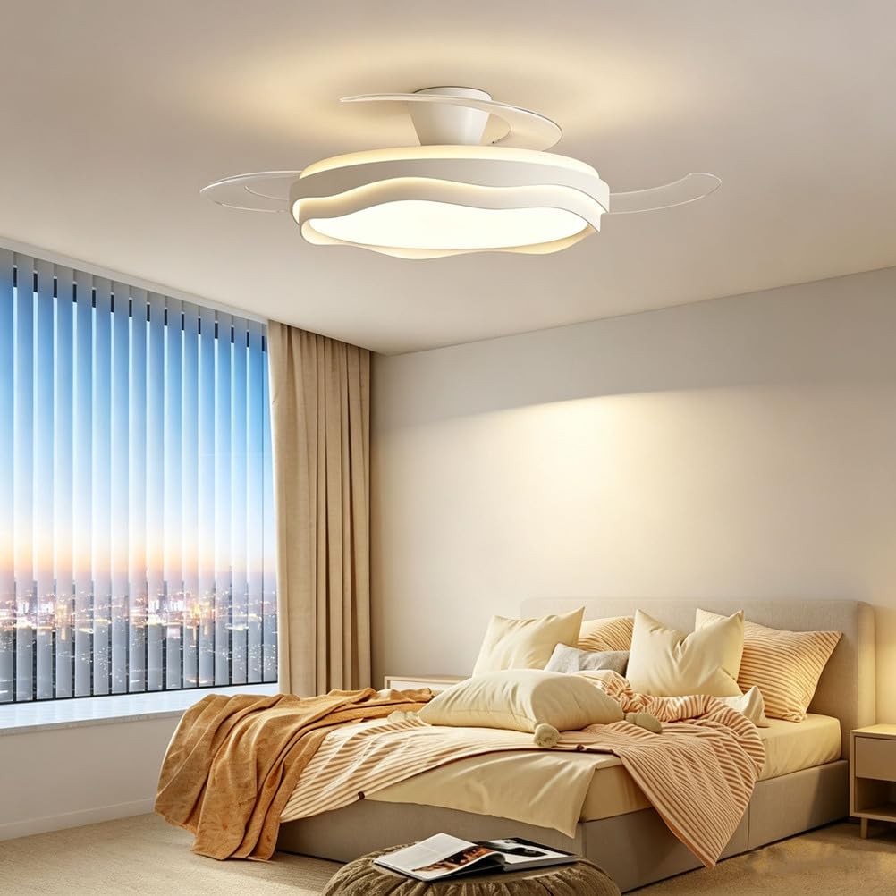 Piptyllite Smart Invisible Ceiling Fan Light, Modern Chandelier LED for Living Room, Dining Room & Bedroom