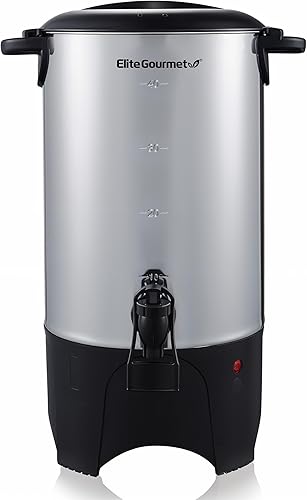 Elite Gourmet CCM040 - Urna de café de acero inoxidable de 40 tazas, filtro extraíble para una fácil limpieza, dispensador bidireccional con asas de