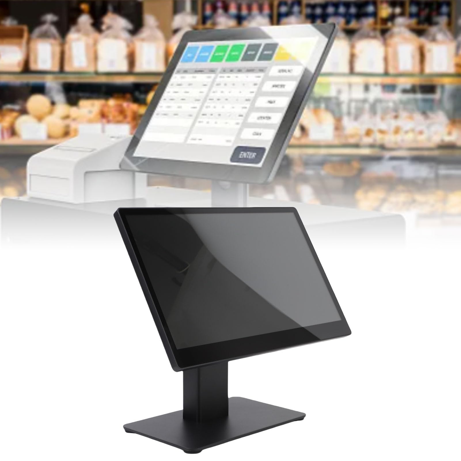 Naroote Caisse Enregistreuse, Terminal de Point de Vente avec écran Tactile LCD 15,6 Pouces, Processeur 4 Cœurs, Système D'exploitation Android 11, Module WiFi, 2G RAM et 32​G ROM (Prise UE)