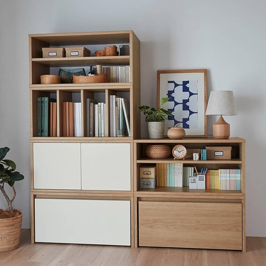 美品 シンプルシェルフ 4段 可動棚 ホワイト/ナチュラル ベルメゾン 2台 美品 シンプルシェルフ 4段 可動棚 ホワイト/ナチュラル