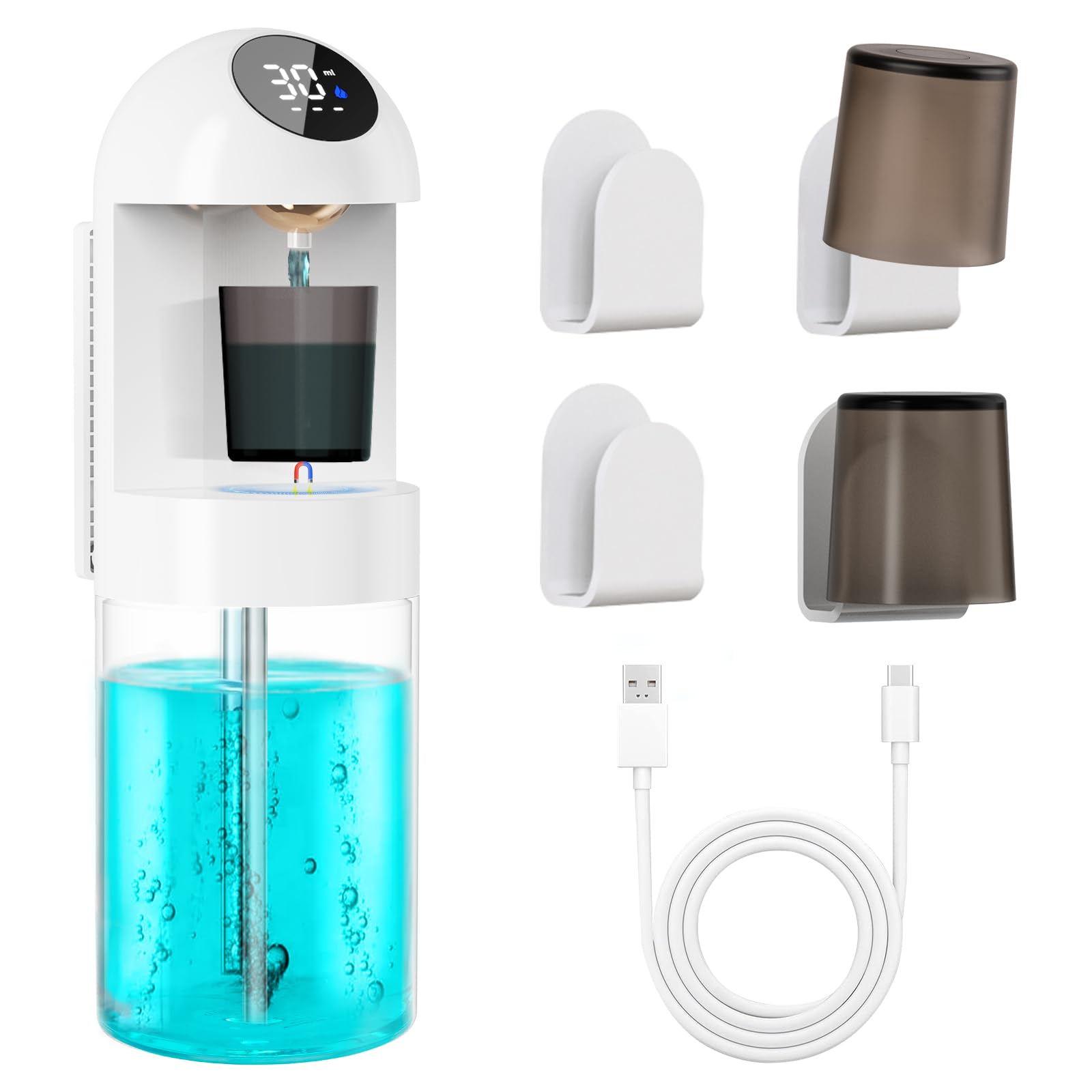 600 mL Automatic Mouthwash Dispenser for Bathroom, Intelligent Magnetic Induction Accurately Dispenses Liquid, Which is Hygienic &amp; Convenient, Protect Dental Health for The Whole Family (White)
