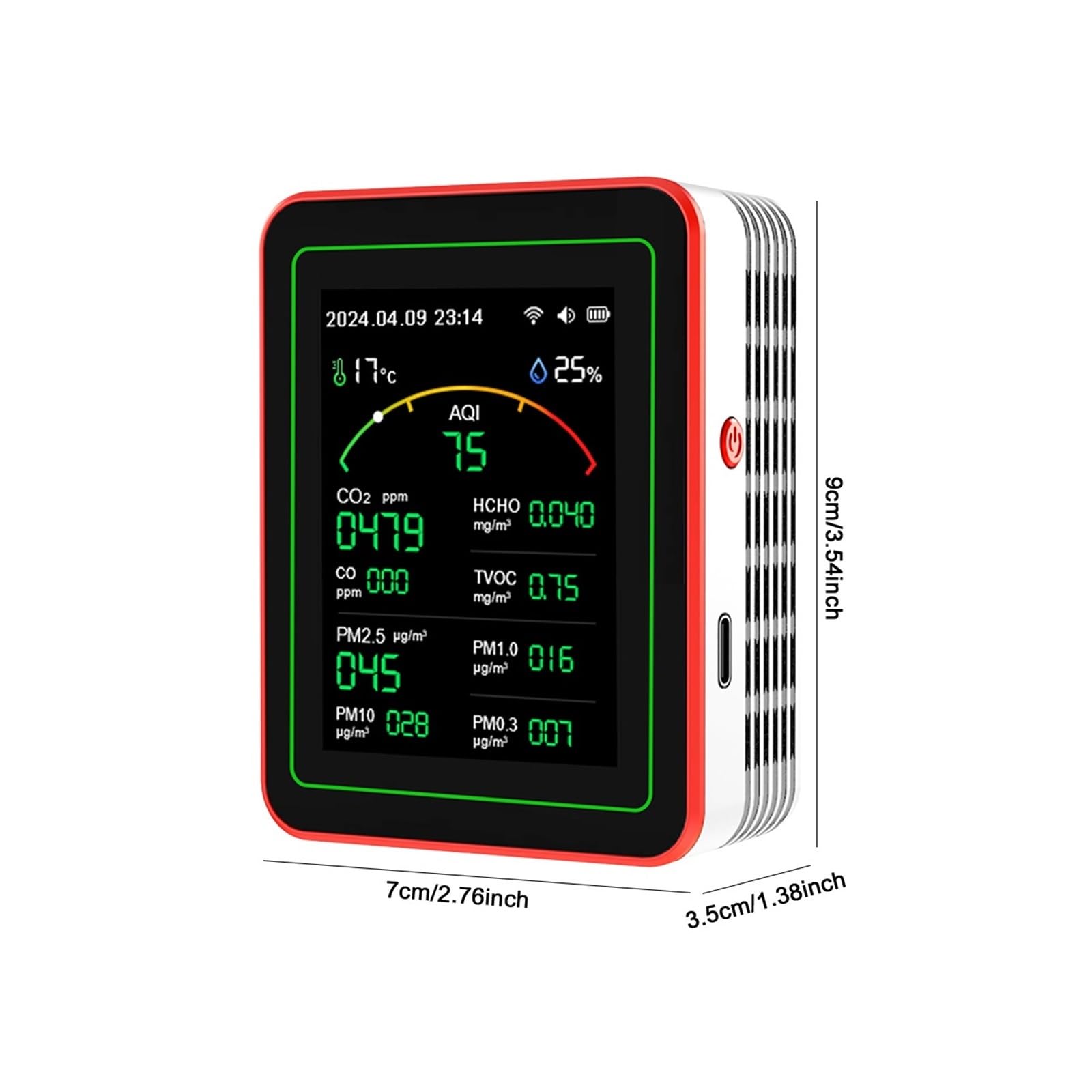 Detector de calidad del aire 15 en 1 Monitor dióxido carbono hogar, coche