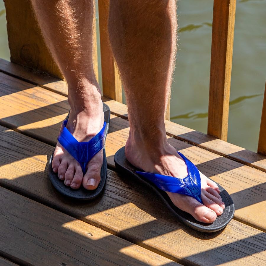 Image of OKABASHI Men's Voyager Flip Flop | Scultped Footbed w /Nonslip Grip | Slip Resistent & Waterproof | Sustainably Made in the USA