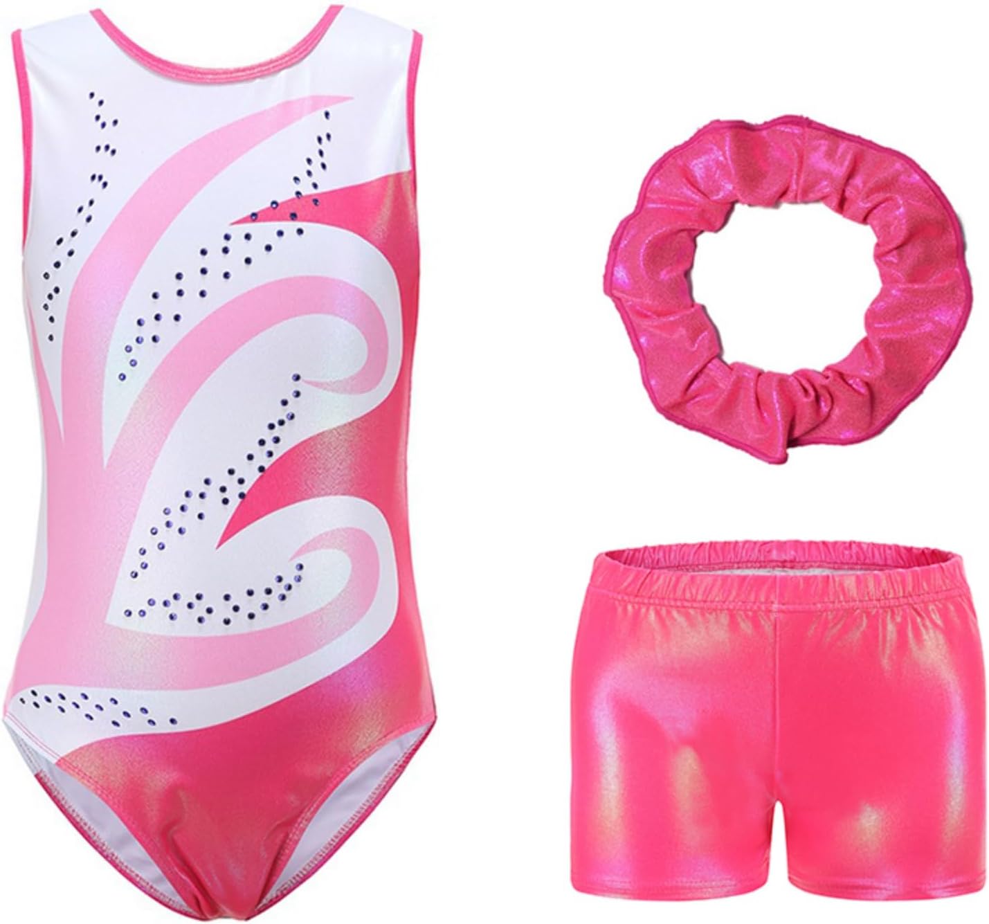 ValcatchLeotards for Girls Gymnastics Kids Toddler Gymnastics Shorts and Hairband One Piece Dance Bodysuit Practice Jumpsuit