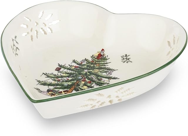 Portmeirion Home & Gifts Pierced Heart Dish Single, Ceramic, Multi-Colour, 20 x 18 x 4 cm