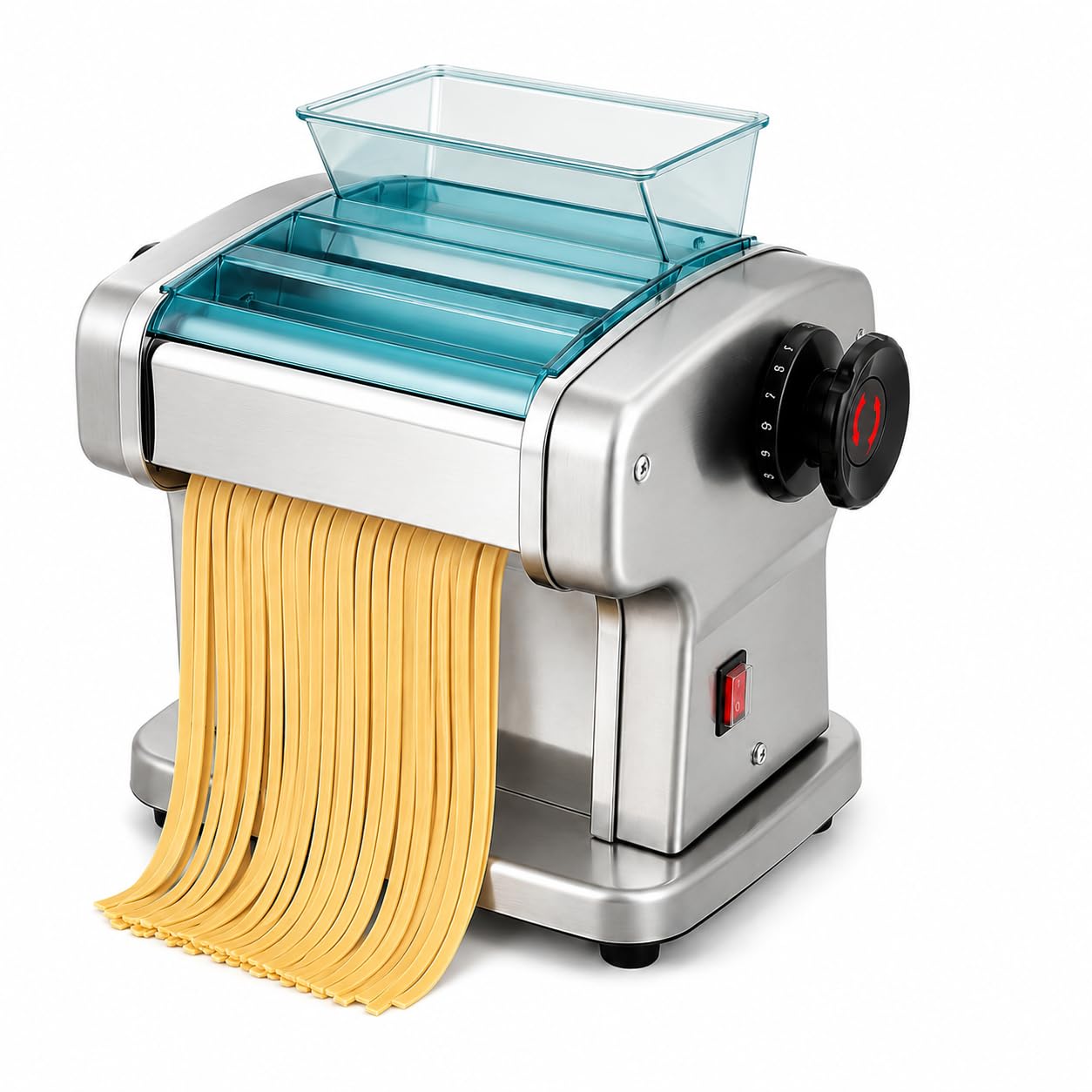 Elektryczna Maszynka Do Makaronu, Do Świeżych Makaronów, 9 Ustawień Grubości, Stal Nierdzewna, Okrągłe Ostrza 2,5 Mm I Płaskie 4 Mm Do Spaghetti, Lasagne, Ravioli
