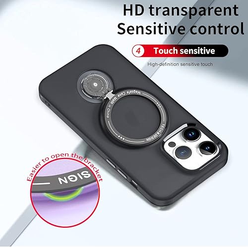 Miniatura 5 de Lokyoo Funda magnética con soporte para iPhone 14 Pro, compatible con MagSafe, grado MIL, doble capa a prueba de golpes con parte trasera dura mate,