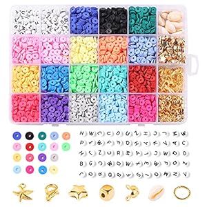 4000 stuks kleiparels, 6 mm vlakke, ronde kralen met 270 sieradenproductiekit, 20 kleuren, handgemaakte platte kralen…