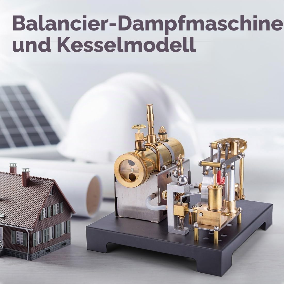 Kopeetechy SE-01 Vollmetall Dampfmaschinen Modell, Horizontalkessel Dampfmaschinen Modell mit Zentrifugalregler, Physikalische Experiment für Erwachsene (84 Teile)