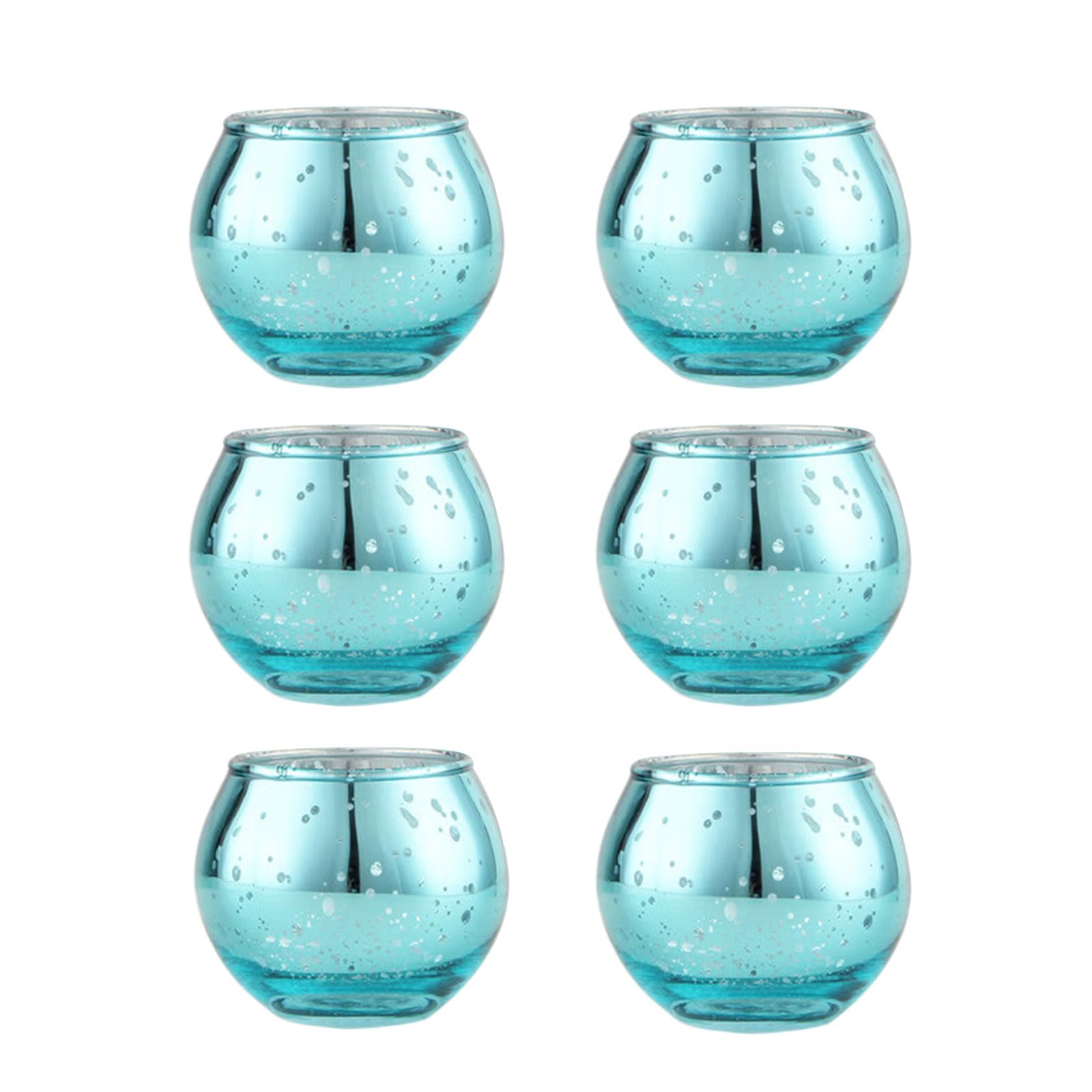 Tsophreniq 6Pcs Glass Tealight Votive Holders Christmas Table Centerpieces Decoration for Indoor/Outdoor Holiday Decors Glass Holders for Table Centerpiece