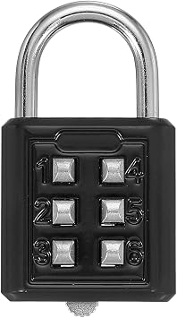 uxcell Combination Padlock, 6 Digit Push Button Padlock, 3 Position Locking Security Combination Lock for Locker, Gym, Sport Locker, Cabinet, Tool BoxBlack, 1 Pack