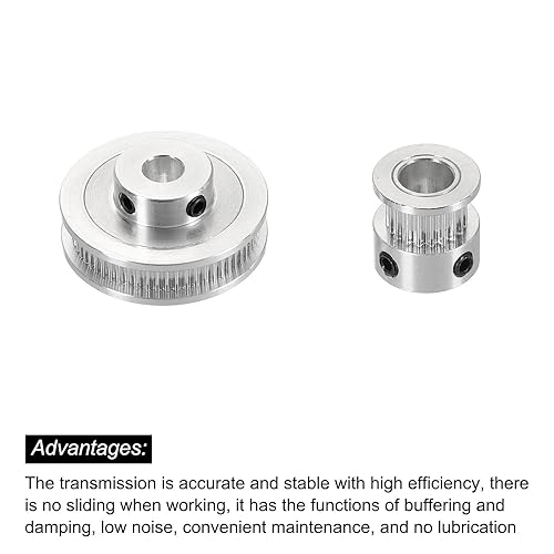 Miniatura 4 de MECCANIXITY Polea de distribución de 20 y 60 dientes rueda síncrona de 0315in con correa y llave para impresora 3D máquina CNC 1 juego