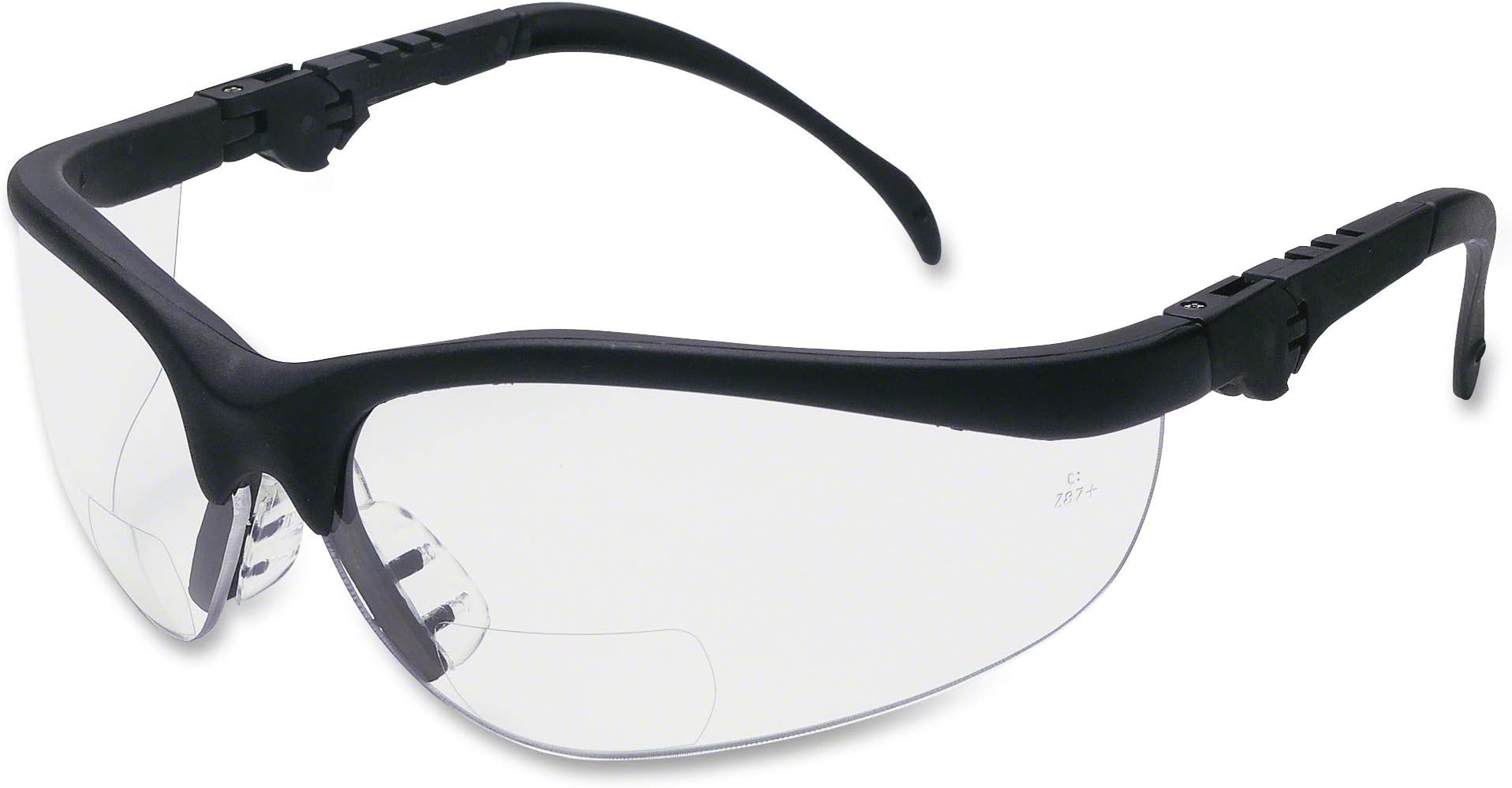 K3H25 Klondike Plus Magnifier Polycarbonate Bi-Focal Lens Glasses with Black Frame and 2.5 Diopter Clear Lens, 1-Pair