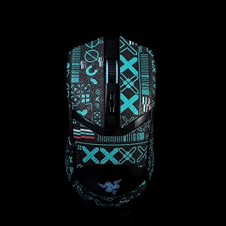 Grip Tape for Razer Cobra/Cobra Pro - Anti-Slip,Enhanced Control, Suck Sweat,Soft Leather,Full Coverage,Improves FPS Gaming Grip [Pre-Cut] Printsteam Black Blue