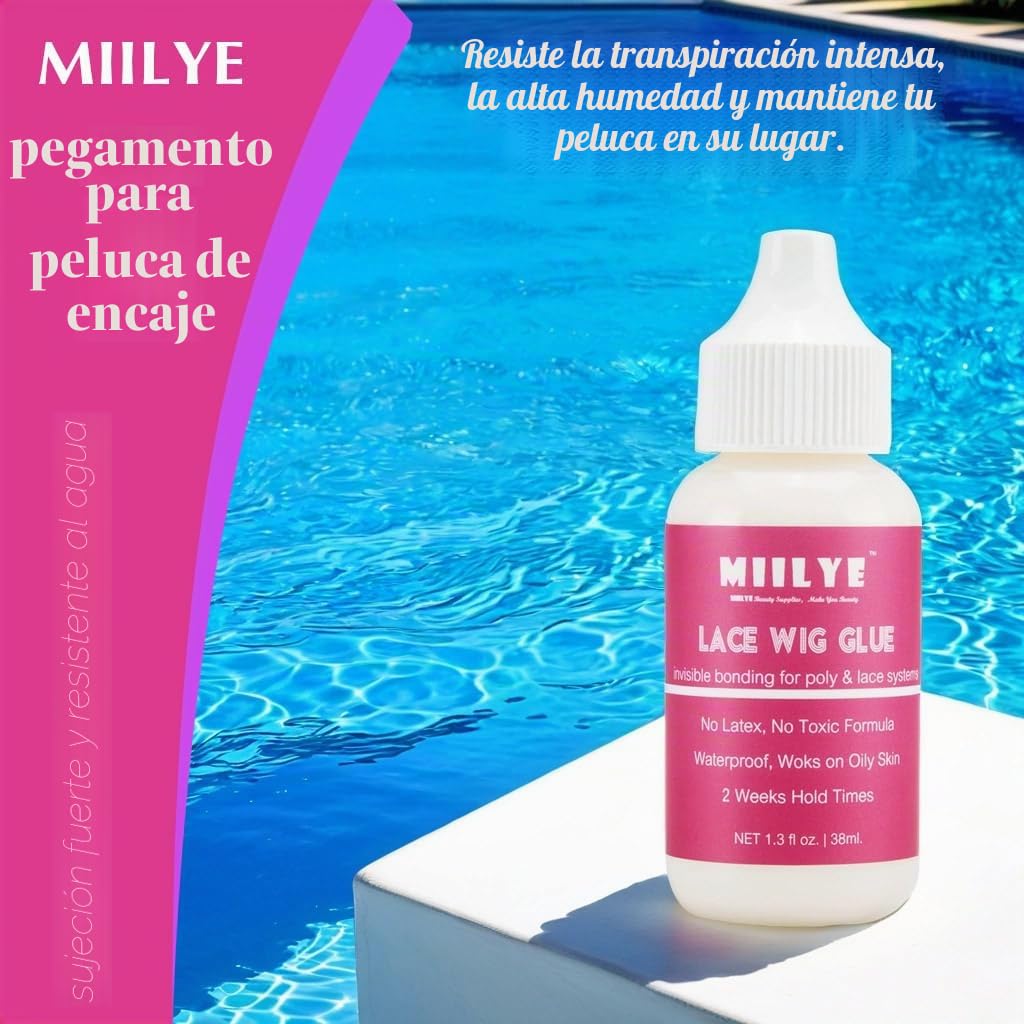 MIILYE Kit de instalación de pelucas, 120 ml, spray adhesivo para pelucas de encaje frontal, pegamento blanco, fijación fuerte, sin costuras, invisible