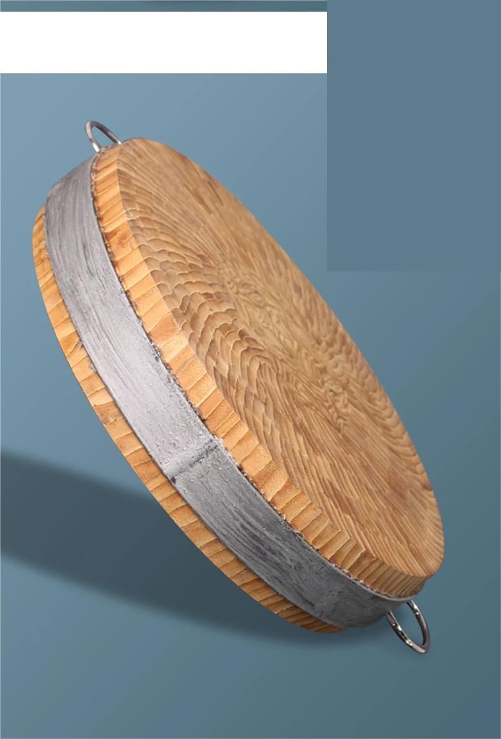Round Double-Sided Bamboo Cutting Board with Handle for Restaurant Kitchen Use(50X9.5CM)