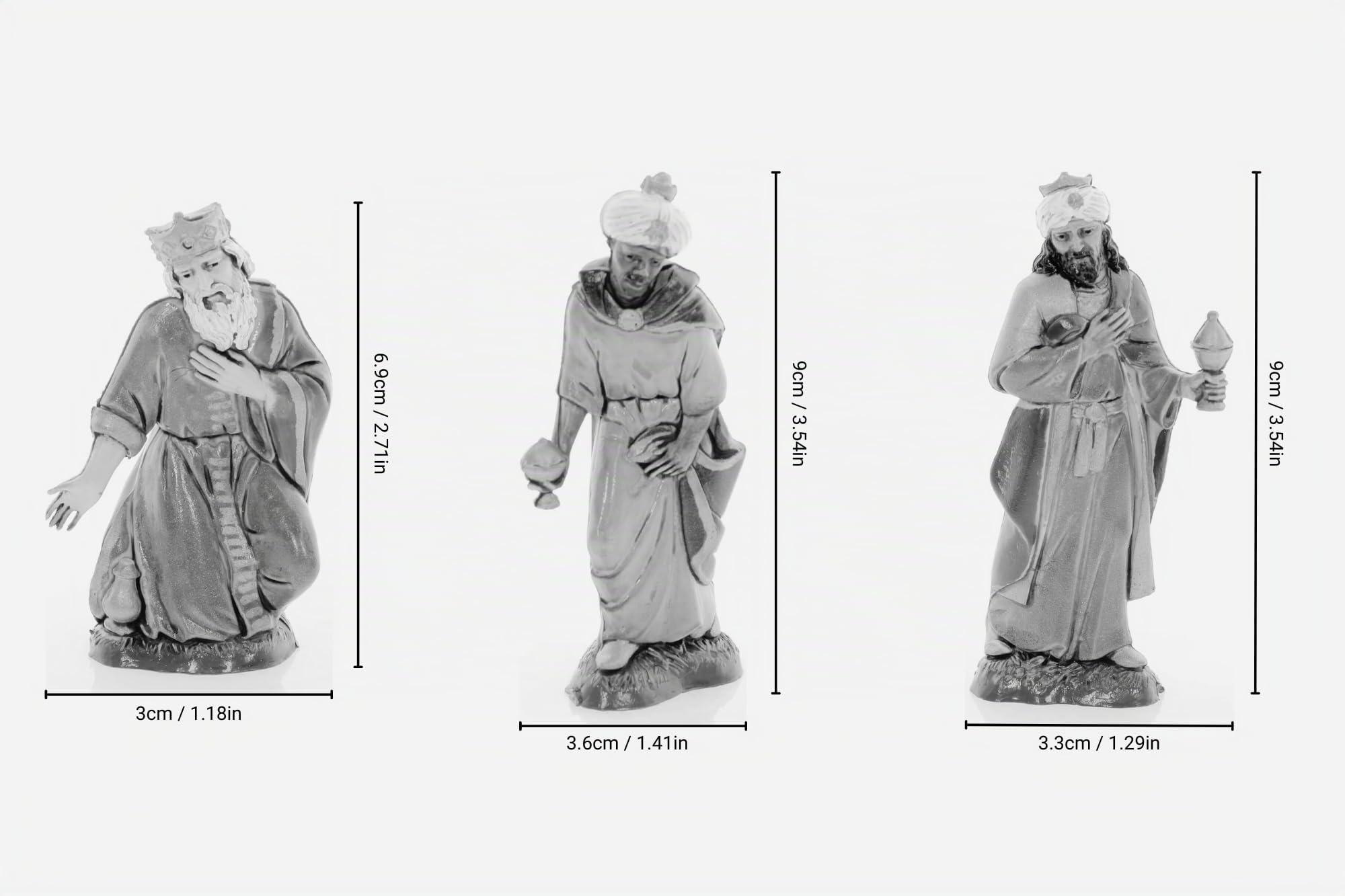 Moranduzzo Tris Rois Mages pour Crèche de 10 Cm Échelle 1:20 - Figurines de Crèche Indestructibles - Style 700', Peinture Finition à la Main, Produit Officiel, Fabriqué en Italie, Sculpteur M. Landi