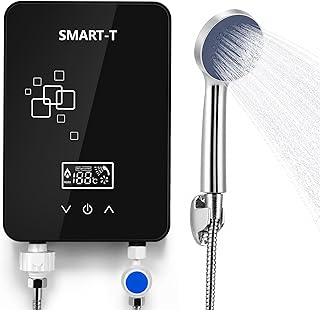 Elektrischer Durchlauferhitzer, 6000W 220V Mini Durchlauferhitzer, Instant Elektro Wassererhitzer mit LED Temperaturanzeige, 30-55°C, IPX4 Wasserdichter für Küche, Badezimmer, Dusche und Garten