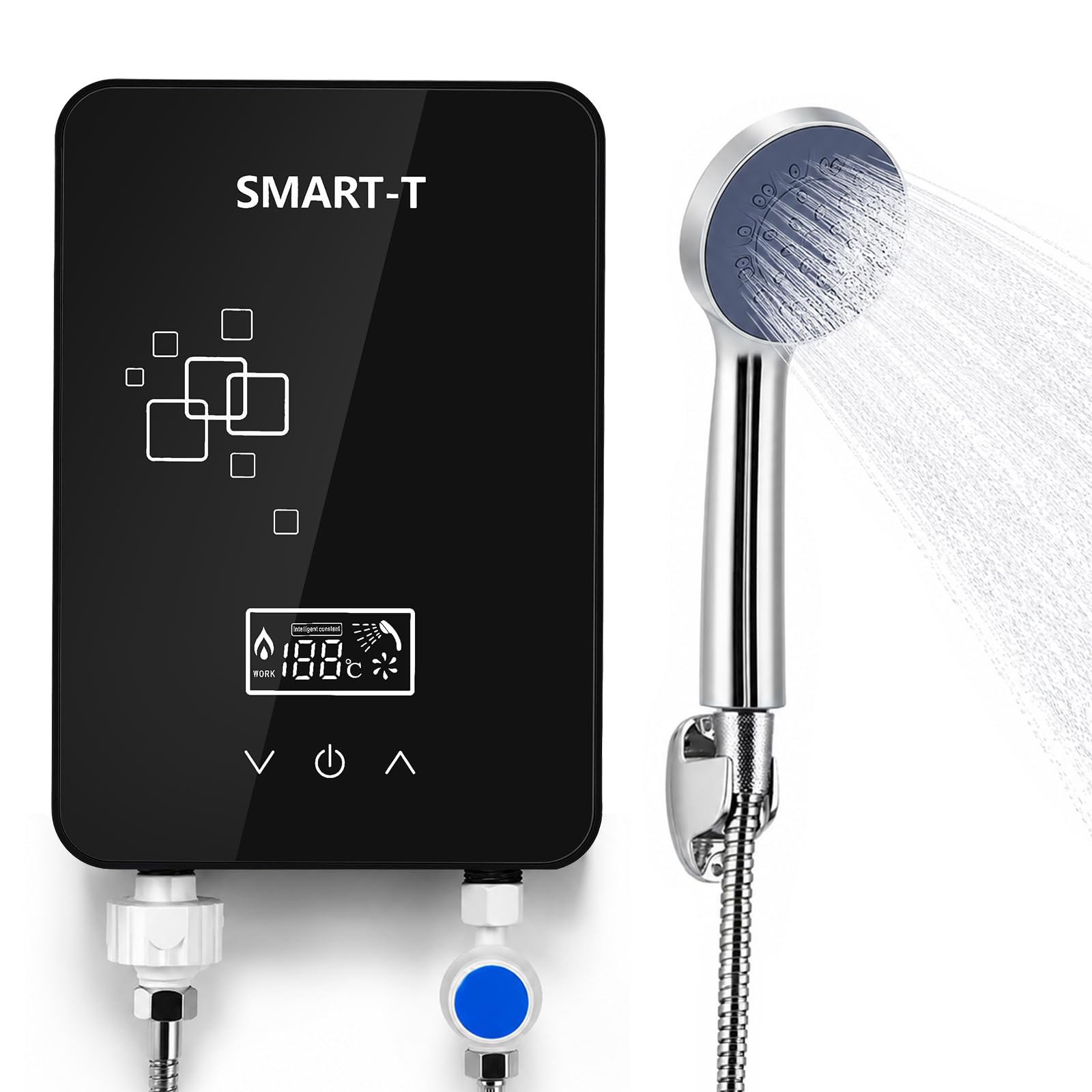 Instant Hot Water Heater Under Sink, 220V 6000W Portable Mini Tankless Water Heater Electric for Shower with LCD Display, 30-55℃ Electric Instantaneous Water Heater for Bathroom Shower Kitchen Sink