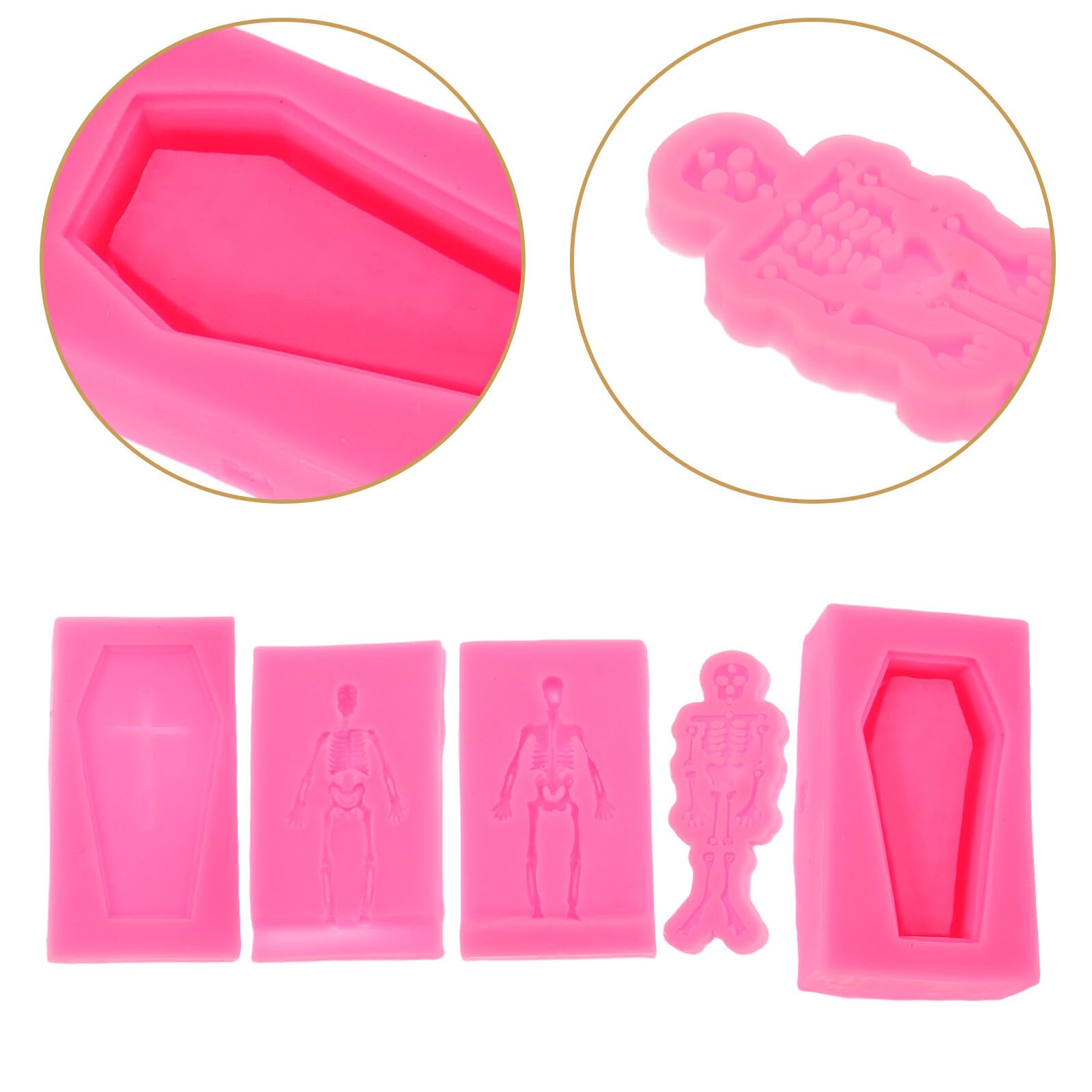 EXCEART 3 Pezzi Stampo in Silicone Riutilizzabile a Forma di Scheletro e Bara per Gioielli in Resina Epossidica, Design Unico e Creativo per Attività di Festa e Creazioni Artigianali