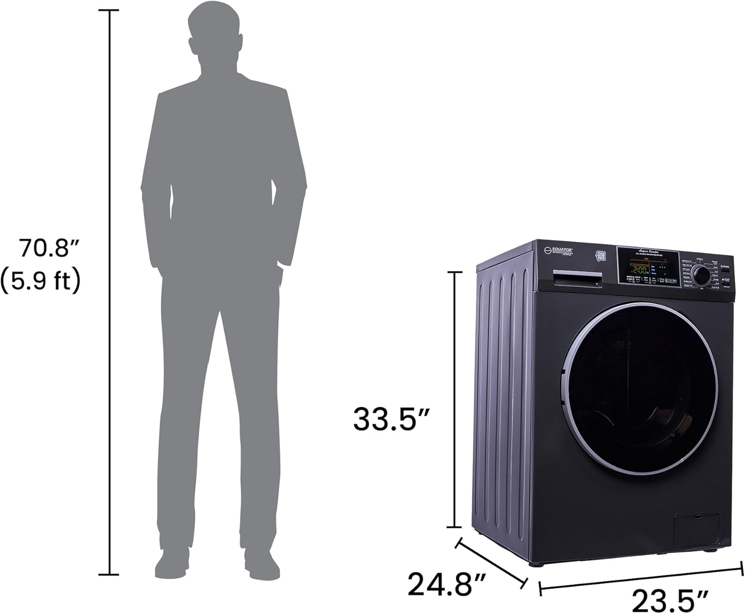 Equator All-In-One VENTED/VENTLESS Washer-Dryer 1.9cf/18lb 1400RPM 110V (Stormy Grey)