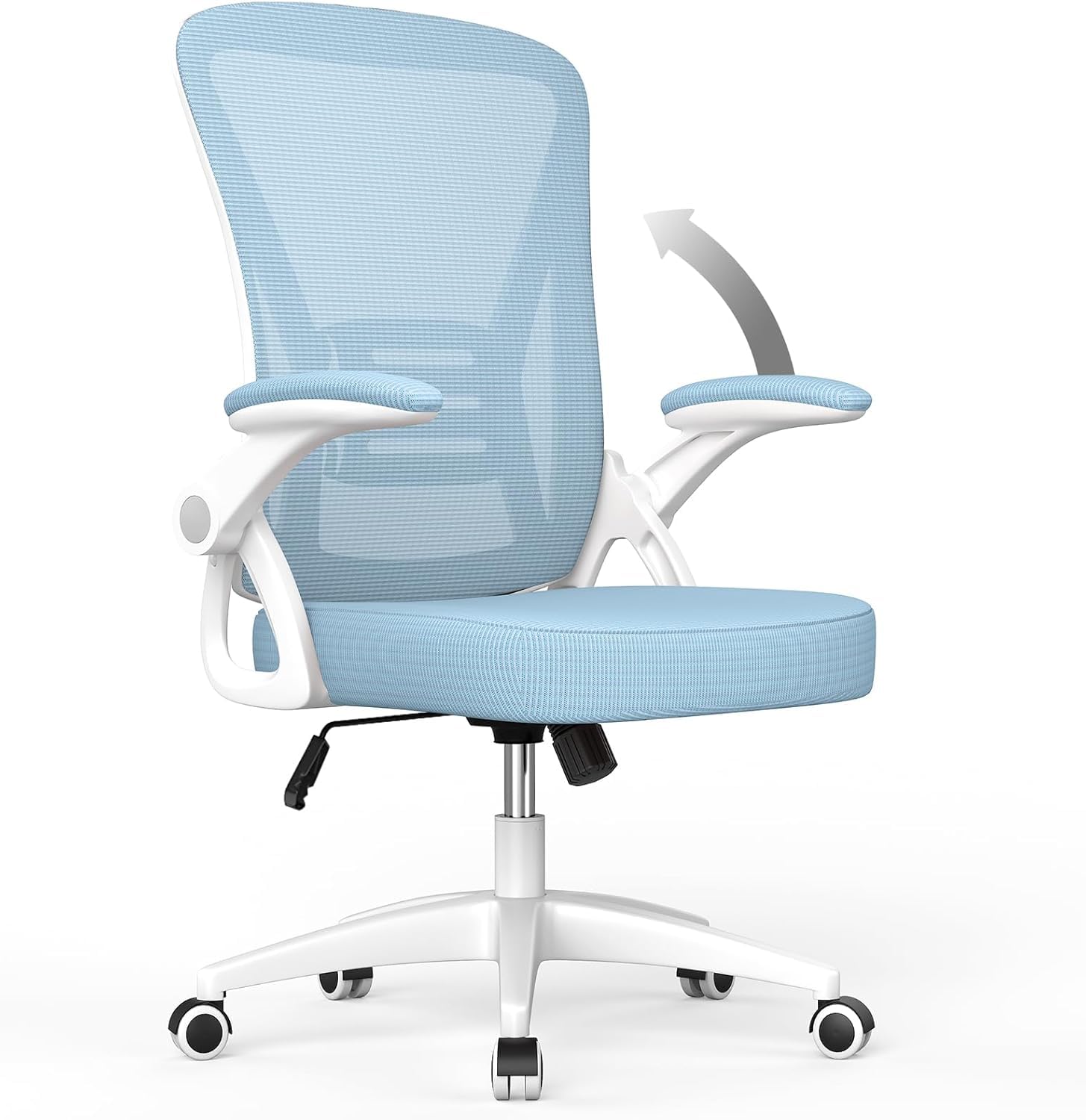 naspaluro Office Chair with Back Support (Without Headrest, White & Blue)