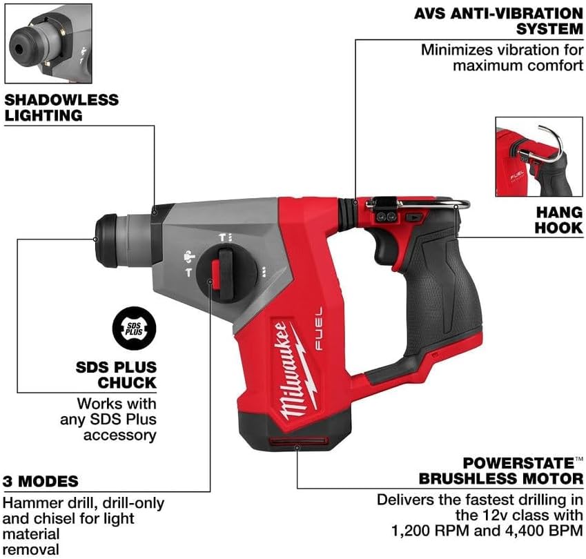 Milwaukee Electric - M12 Fuel 5/8 INCH SDS Plus Rotary Hammer