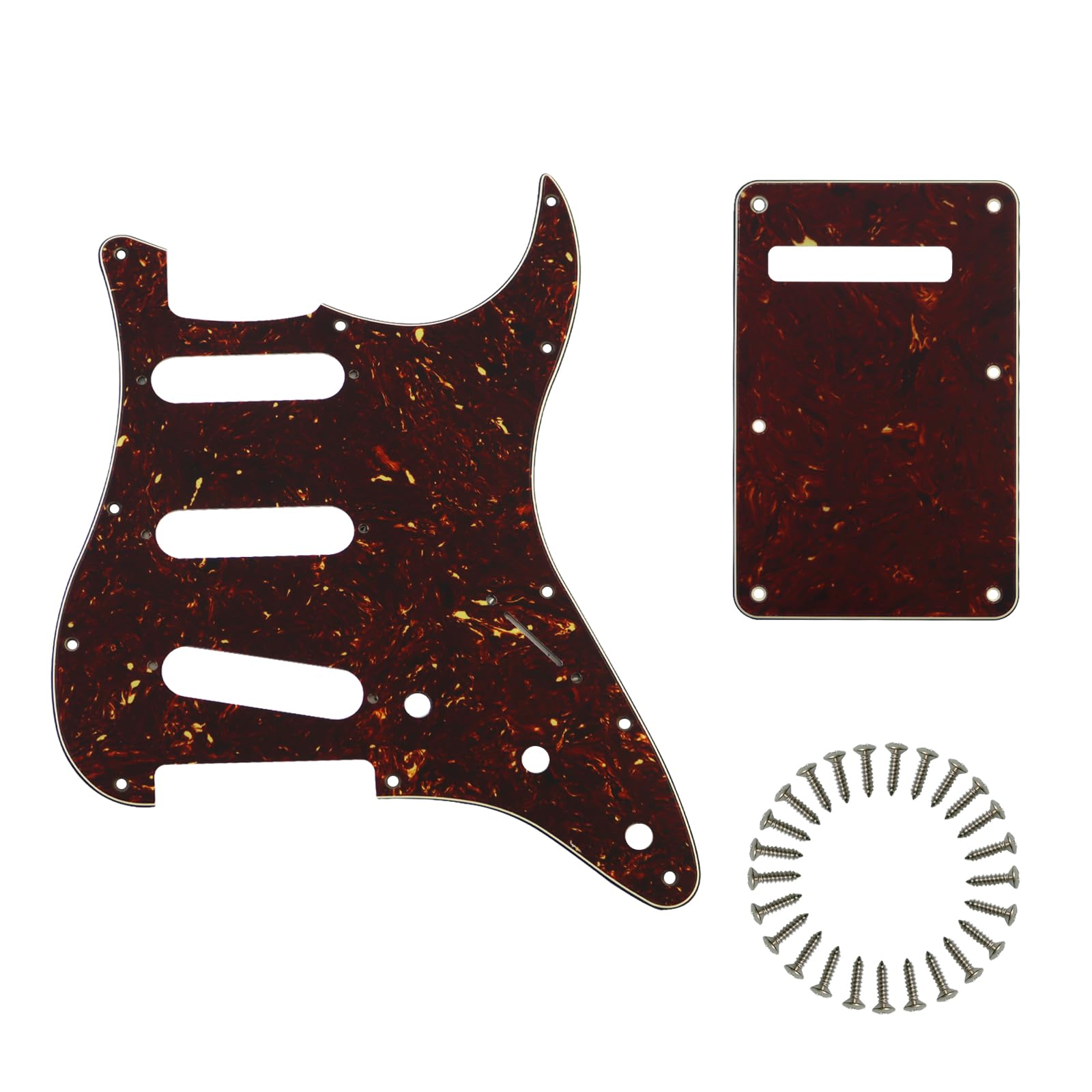 SSS Strat Pickguard and BackPlate Set for Fender, Retro Turtle