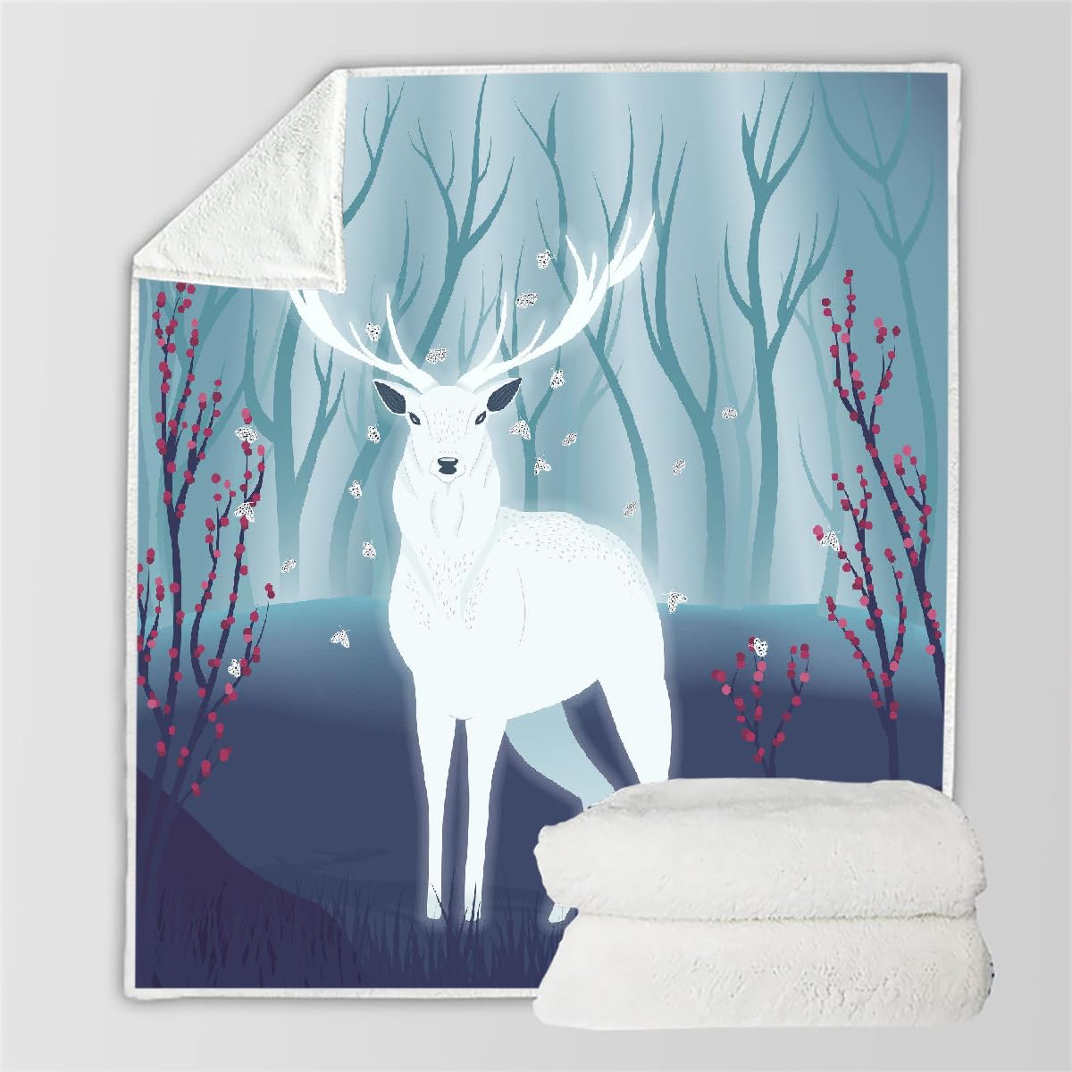 Couverture polaire chaude HABEAT pour hiver frileux plaid flanelle 100x130cm cerf 3D