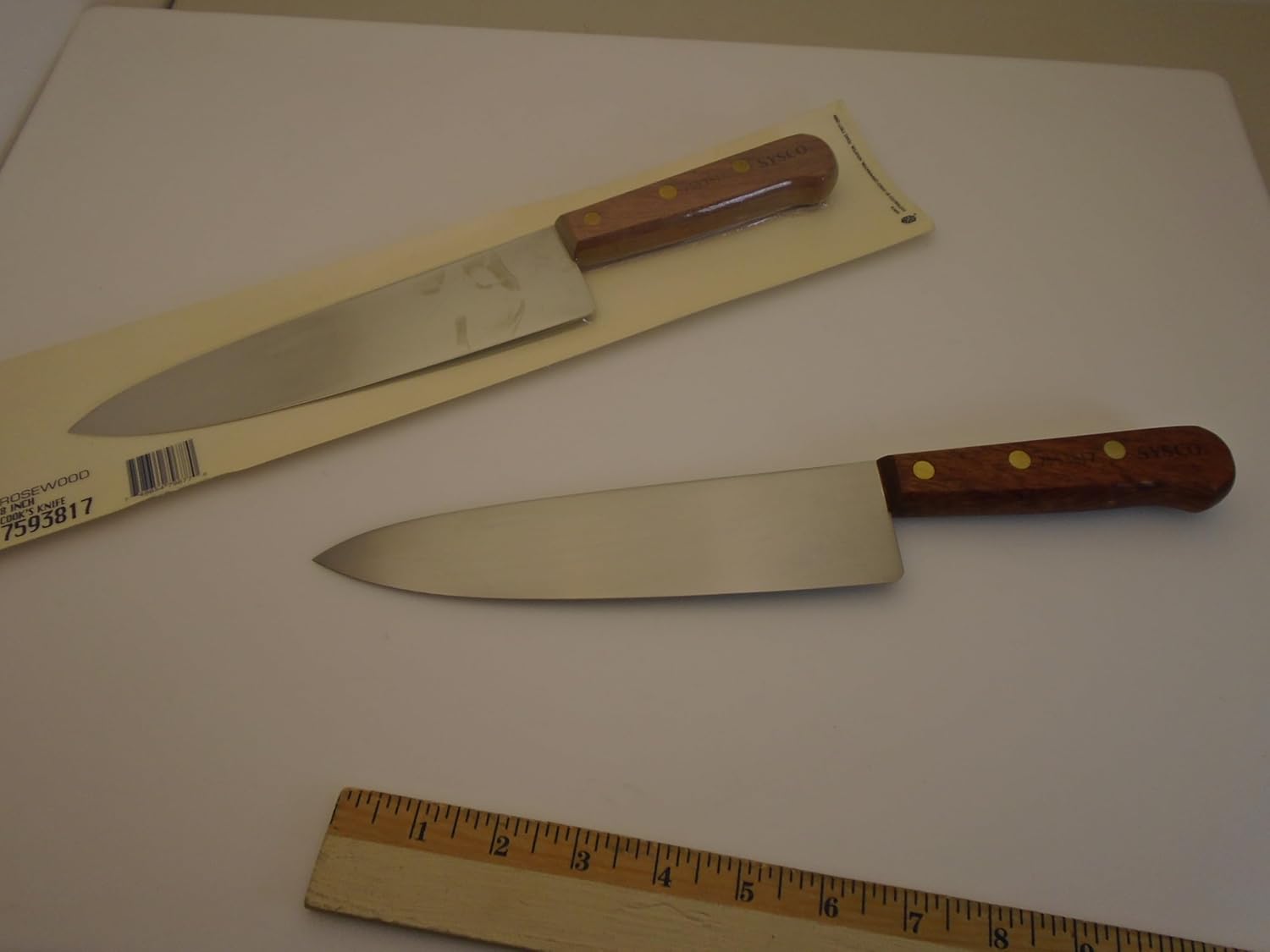 Set of (2) Commercial Brand USA 8 inch Rose Wood Handles Cooks Chef Knives 7593817 Stainless Blades New Old Stock -Commercial Brand