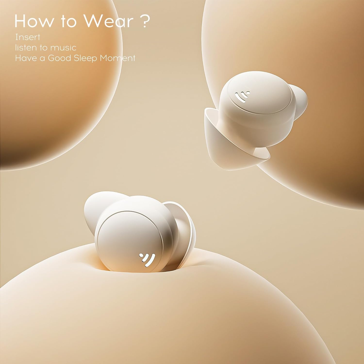 Sleep Earbuds for Side Sleepers, Mini Auricolari Wireless Bluetooth 5.3 Auricolari per Dormire, Auricolari Nascosti con Display di Alimentazione per Esercizio, Lavoro, Escursionismo (Bianco)