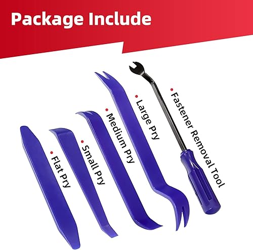 Miniatura 7 de Juego de herramientas de extracción de molduras automáticas (5 piezas)  Kit de herramientas de palanca de plástico grueso sin arañazos para panel de