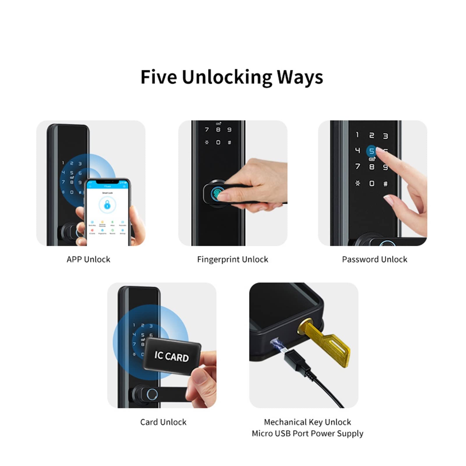 inteligentny Zamek, Wodoodporna bluetooth WiFi Fingerprint Smart Lock Electronic Inteligentny kod biometryczny Cyfrowy zamek drzwiowy