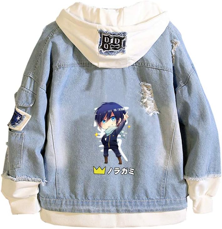 Noragami ARAGOTO Women Demin Jacket YATO Jeans Hoodies Boys Hooded Sweatshirt Anime Streetwear Harajuku Couple Coats