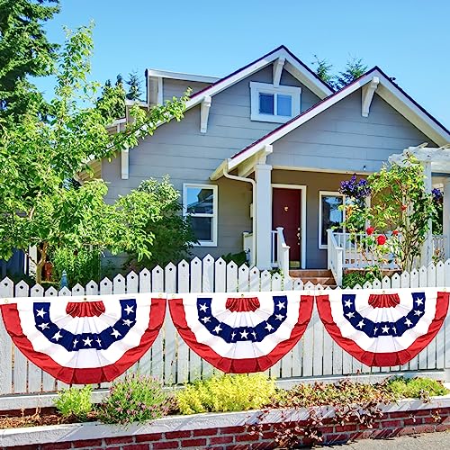 8 Pack 1.5X3 Feet Usa Pleated Fan Flag, American Us Bunting Flag Patriotic Decorations Half Fan Banner Flag, Outdoor Flag, Garden Outdoor Decor #TOP6