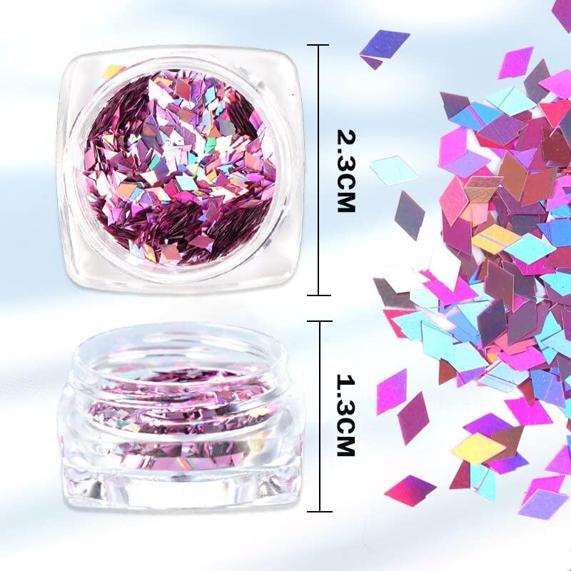 9Pcs/Set Rhombus Nail Sequins Holographic Diamond Flakes Manicure Design Supplies Kits Nails Decorations Accessories 2mm - (Color: 9B-LX)