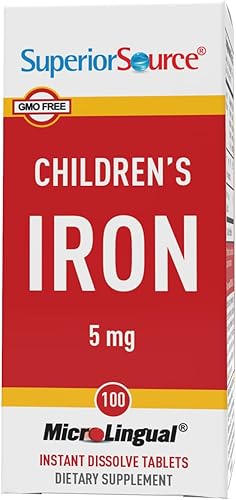 Miniatura 5 de Superior Source Hierro infantil de 5 mg, fumarato ferroso, tabletas microlingües de disolución rápida debajo de la lengua, 100 unidades, de fácil