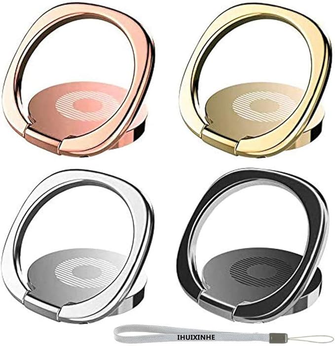 IHUIXINHE Cell Phone Ring Holder, 4PCS 360 Degree Rotation and 180 °Flip Finger Ring Stand