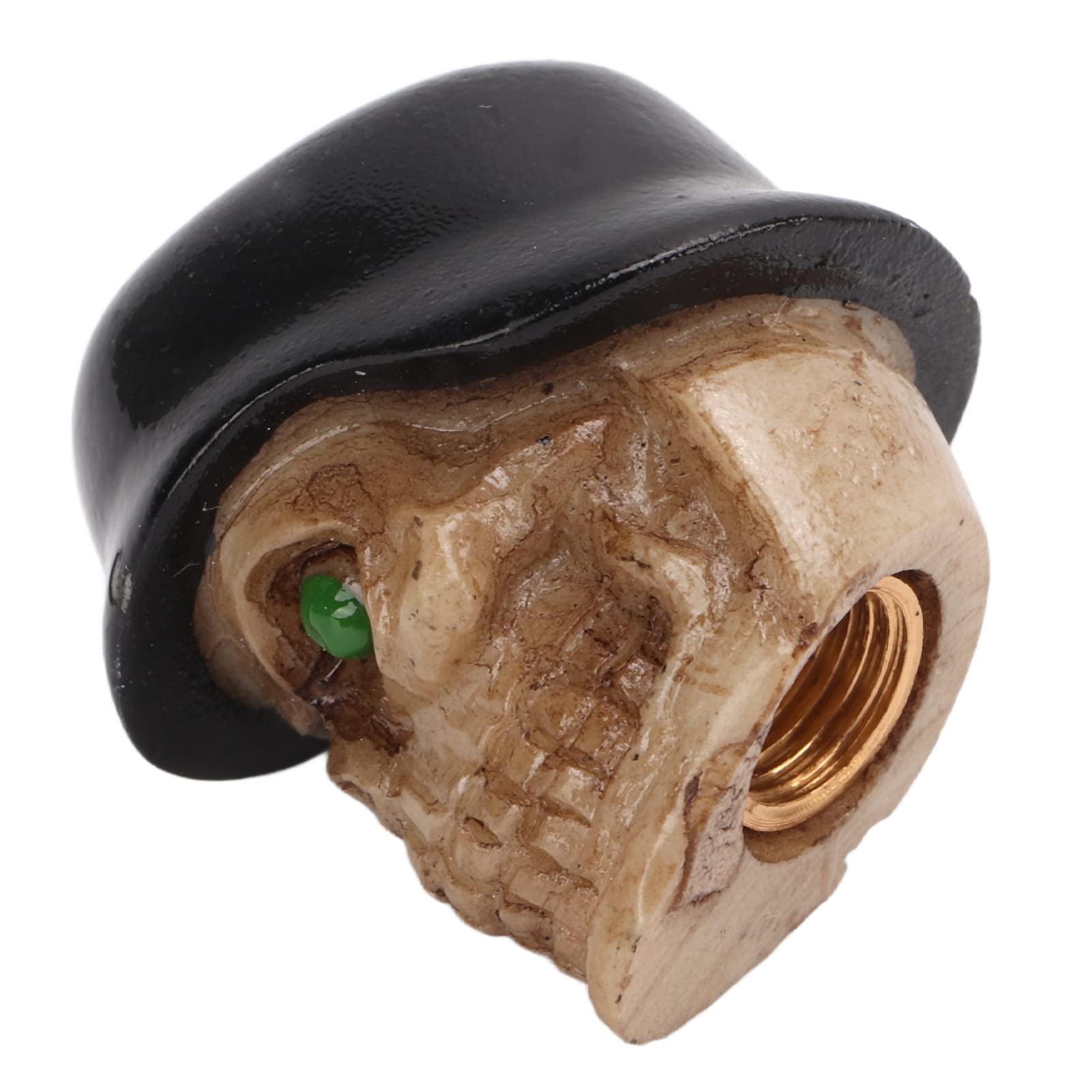 Cocoarm 4 Piezas de Tapones de Válvula de Neumático de ABS y Cobre, Tapones para Vástago de Válvula con Diseño de Calavera con Casco, con Anillo de Goma para Sellado de Aire y Bloqueo de (Black)