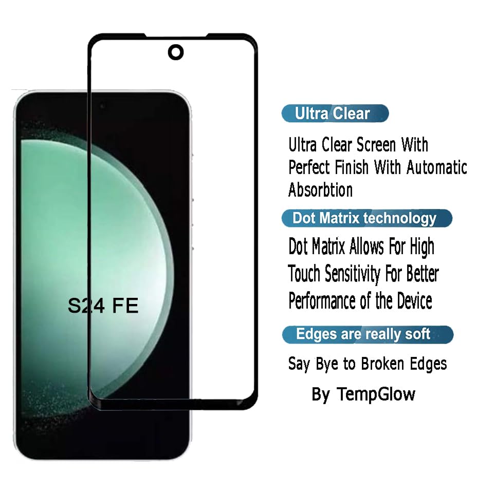 Image of Screen Protector for Samsung Galaxy S24 FE 5G (Black) Tempered Glass Edge-to-Edge 6D Screen Guard With Installation Kit.